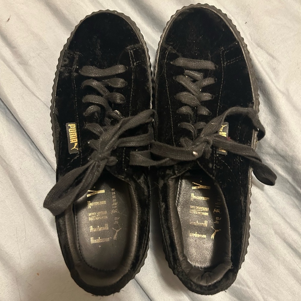 Fenty Puma Women’s Black and Gold Sneakers Size 8
